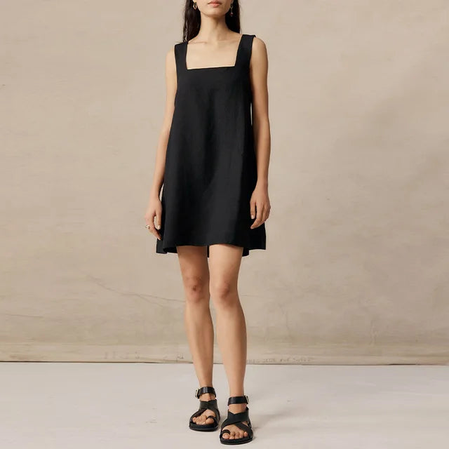 Womens Sleeveless Mini Dress Backless Lightweight - BritishMode