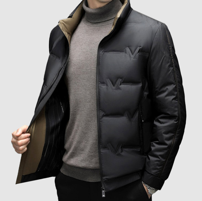 Mens Quilted Puffer Jacket Insulated Full Zip
