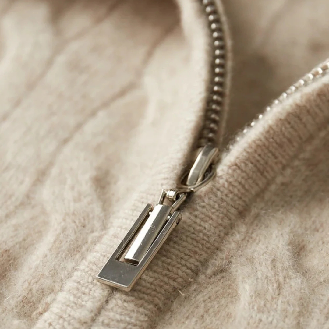 Mens Cable Knit Pullover Quarter-Zip Collar