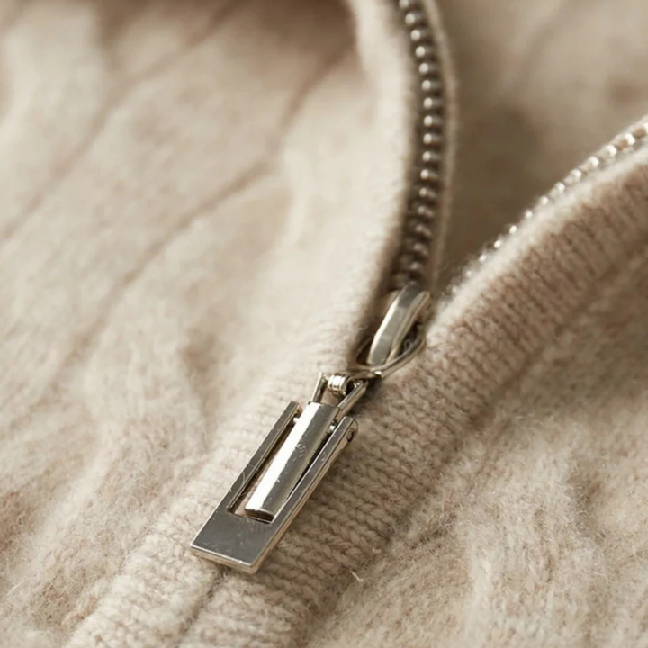 Mens Cable Knit Pullover Quarter-Zip Collar