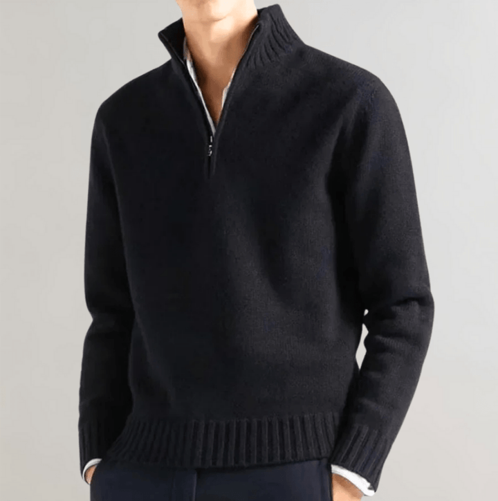 Mens Knit Pullover with Zip Textured Fit - BritishMode