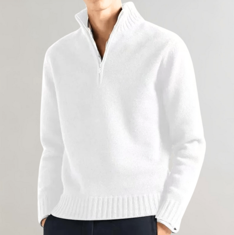 Mens Knit Pullover with Zip Textured Fit