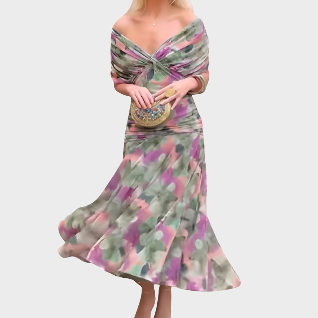 Womens Summer Dress with Drape Detail Relaxed Fit - BritishMode