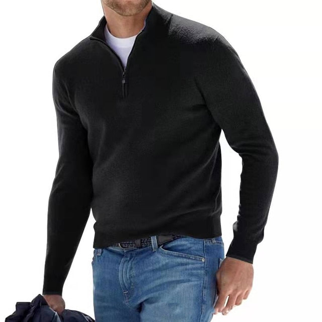 Unisex Zip Sweater with Fabric and Street Style