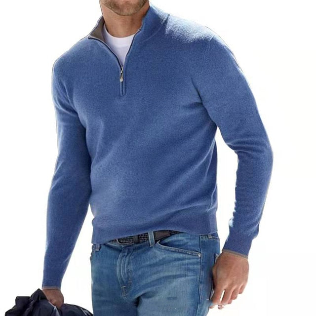 Unisex Zip Sweater with Fabric and Street Style