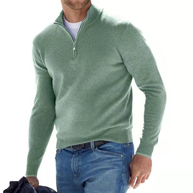 Unisex Zip Sweater with Fabric and Street Style