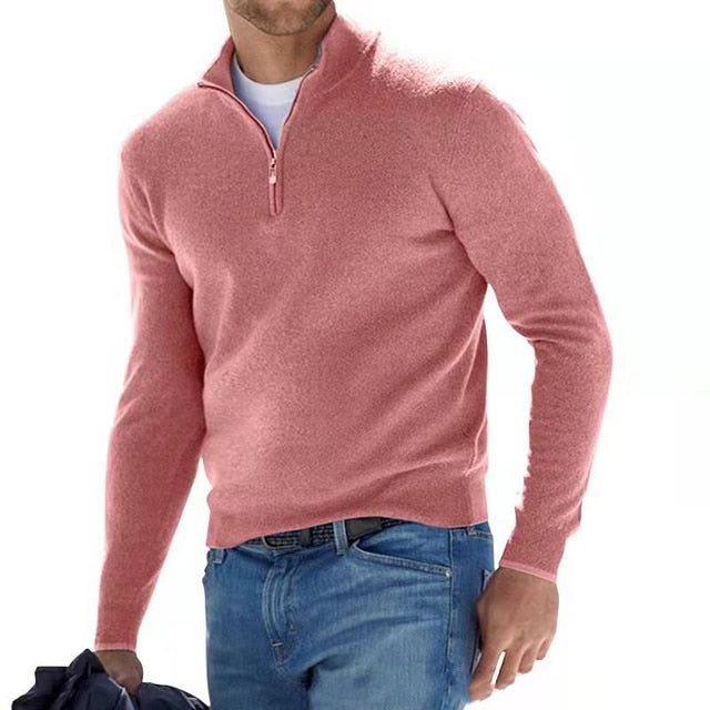 Unisex Zip Sweater with Fabric and Street Style