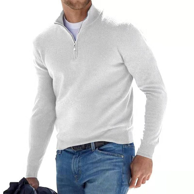 Unisex Zip Sweater with Fabric and Street Style