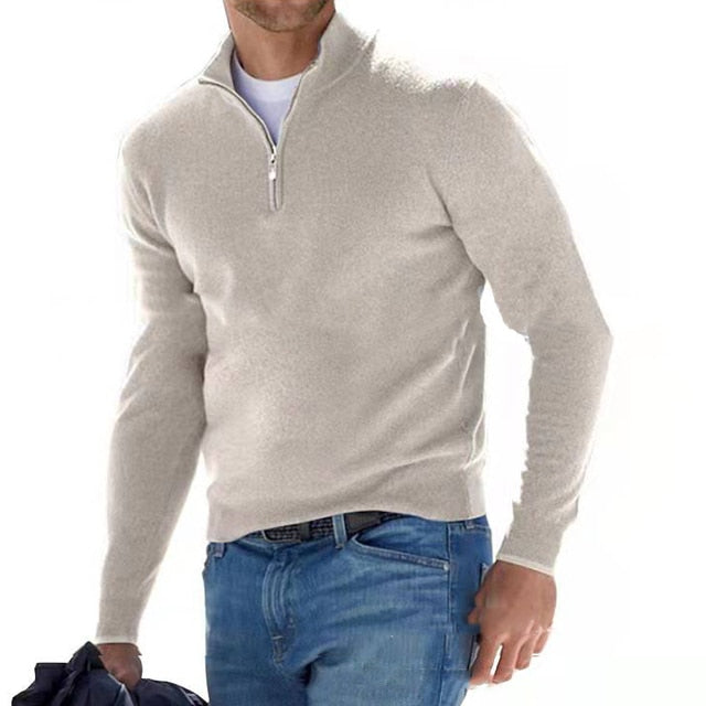 Unisex Zip Sweater with Fabric and Street Style