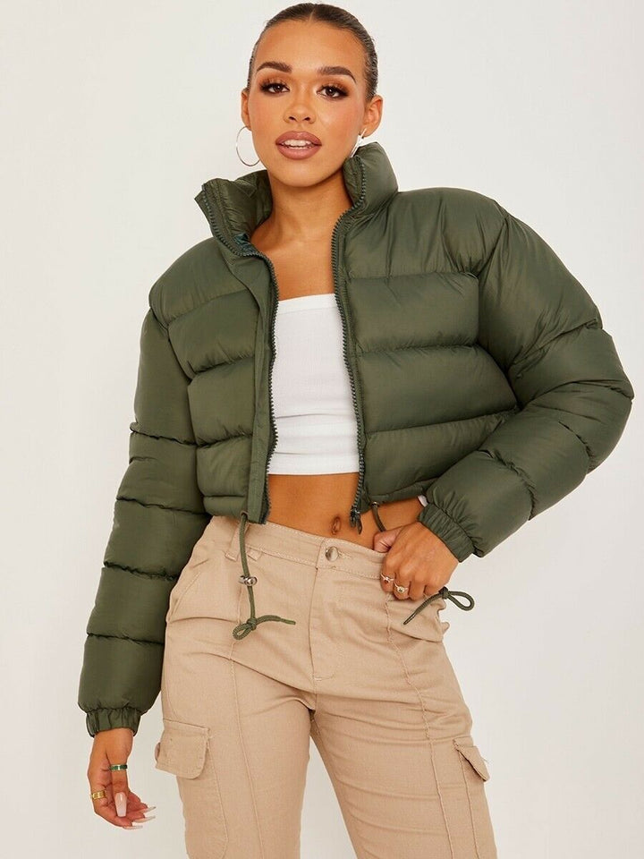 Womens Short Padded Jacket with Adjustable Waist and Finish