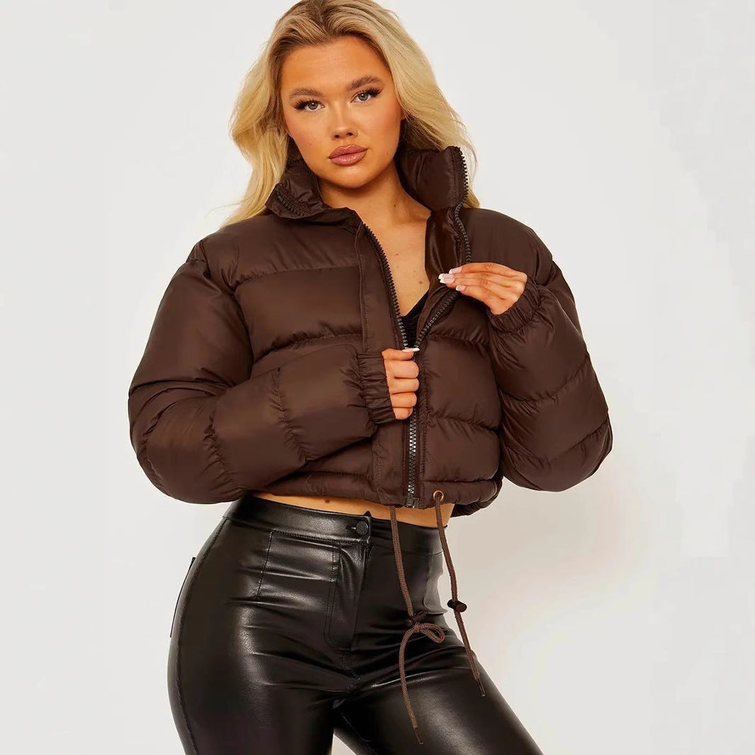 Womens Short Padded Jacket with Adjustable Waist and Finish