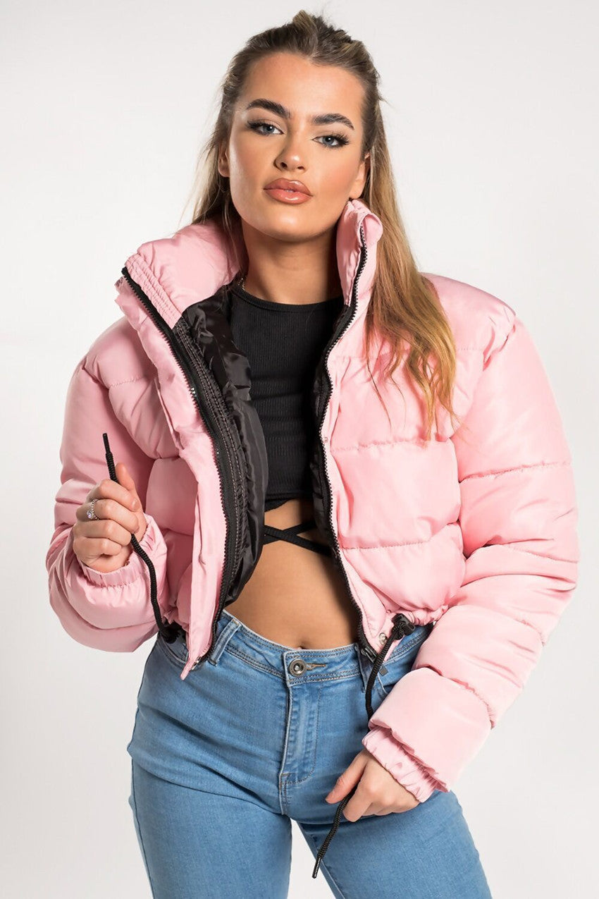 Womens Short Padded Jacket with Adjustable Waist and Finish