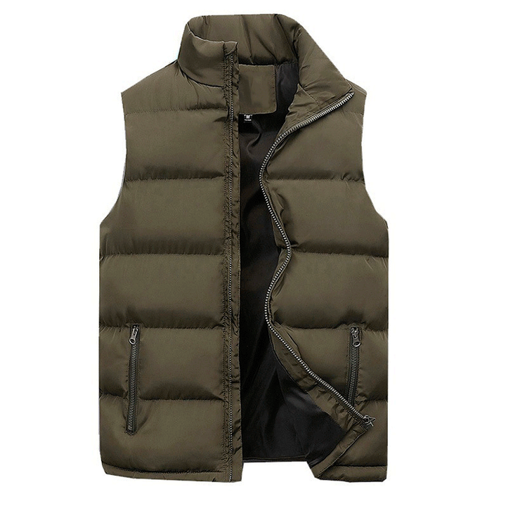 Mens Quilted Puffer Vest with Stand Collar