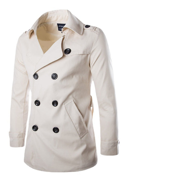 Mens Double-Breasted Coat Cotton Tailored Fit