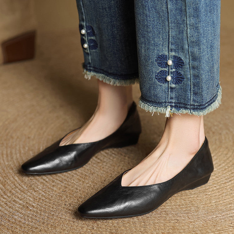 Womens Genuine Leather Mules Slip-On Comfortable