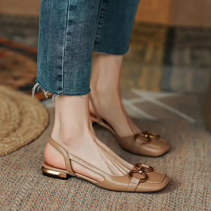 Womens Slingback Shoes Leather Strap Elegant Fit