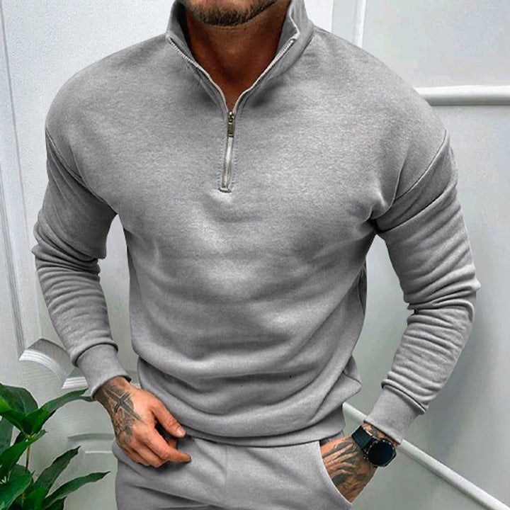 Unisex Zip-Up Sweatshirt with Stand-Up Collar