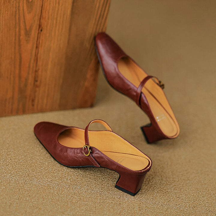 Womens Leather Mules Genuine Leather Slip-On