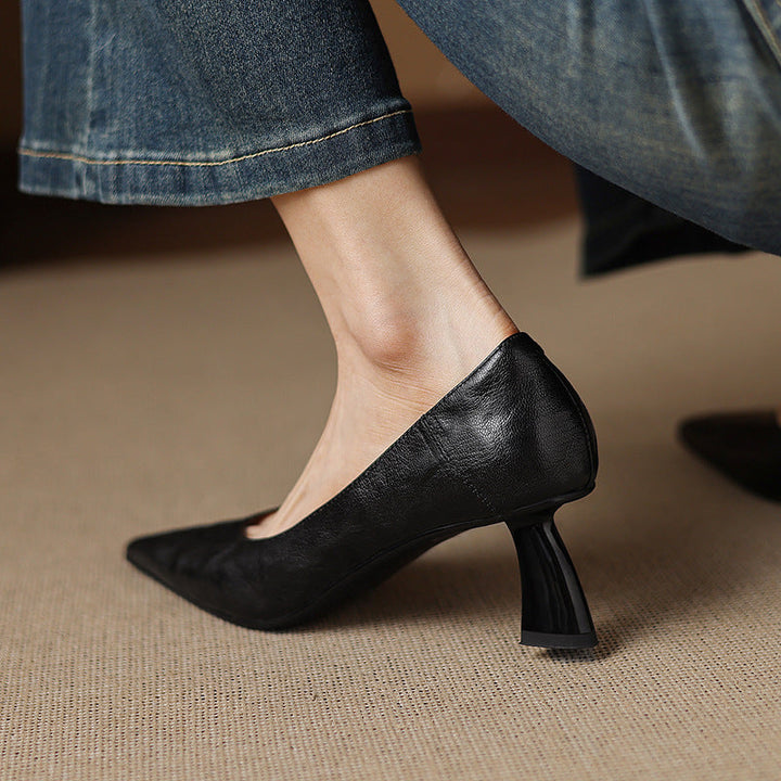 Womens Genuine Leather Heels Classic Fit