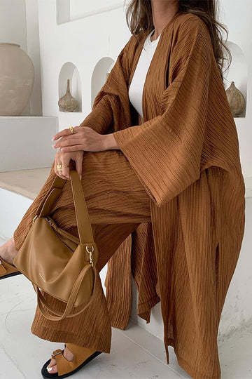 Womens Kimono Top with Ruffle Detail Relaxed Fit