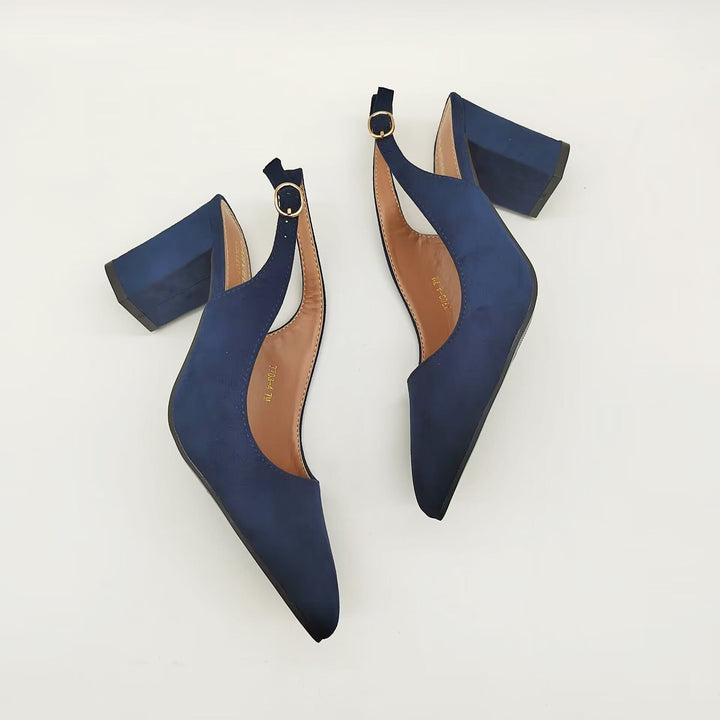 Womens Heeled Shoes Leather Pointed Toe