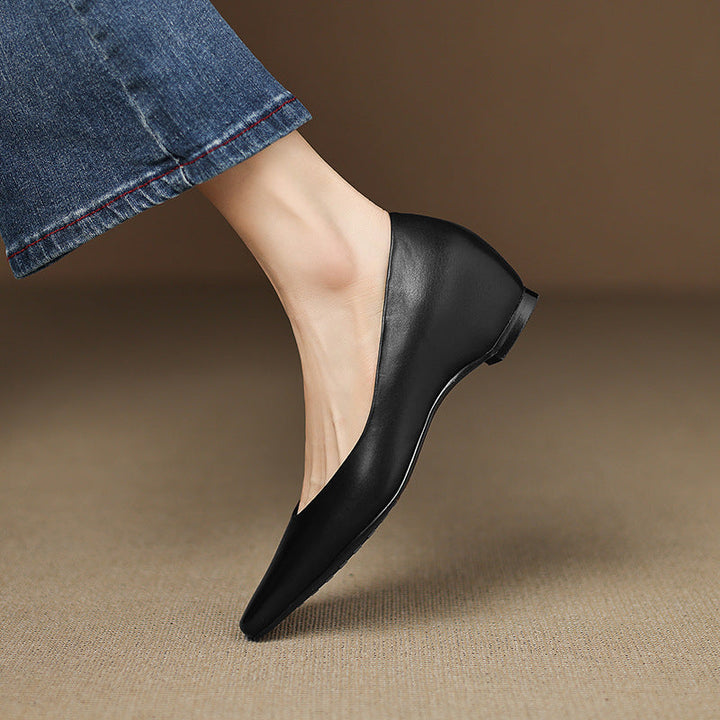 Womens Genuine Leather Flats Slip-On Style