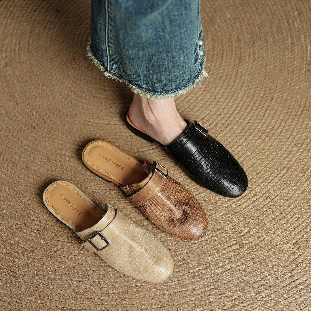 Womens Leather Mules Genuine Leather Slip-On