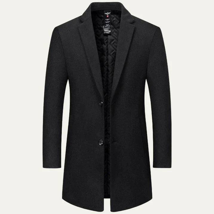 Mens Quilted Overcoat Formal Single-Breasted Fit