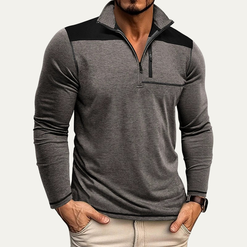 Mens Pullover Zip Stand Collar Slim Fit