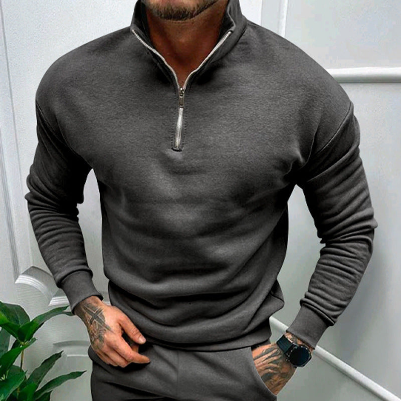 Unisex Zip-Up Sweatshirt with Stand-Up Collar