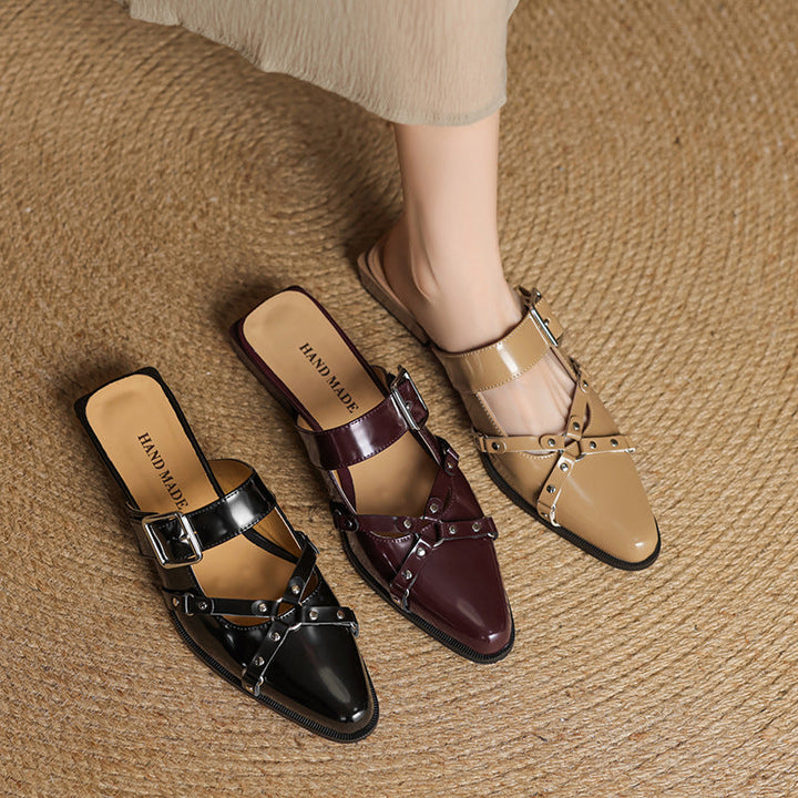 Womens Slingback Shoes Genuine Leather
