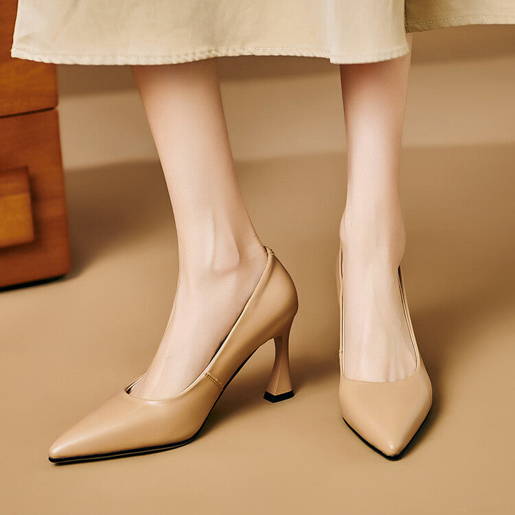 Womens Genuine Leather Heels Classic Fit