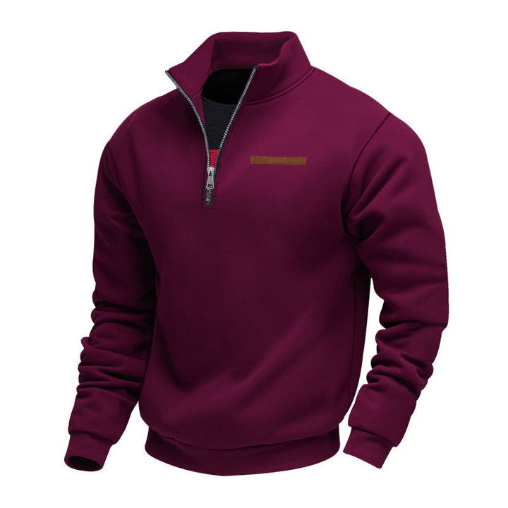 Mens Quarter Zip Pullover High Collar Slim Fit