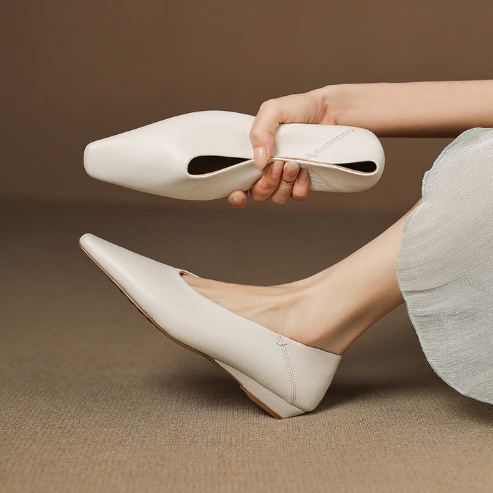 Womens Leather Flats Genuine Material