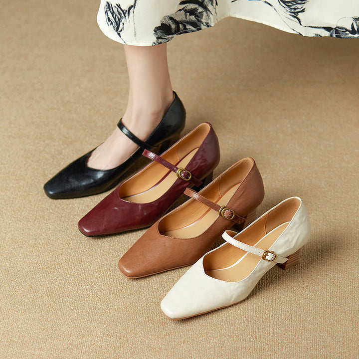 Womens Genuine Leather Heels Classic Fit