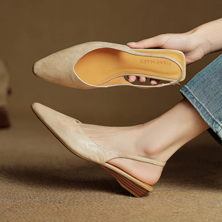 Womens Slingback Shoes Genuine Leather Classic Fit