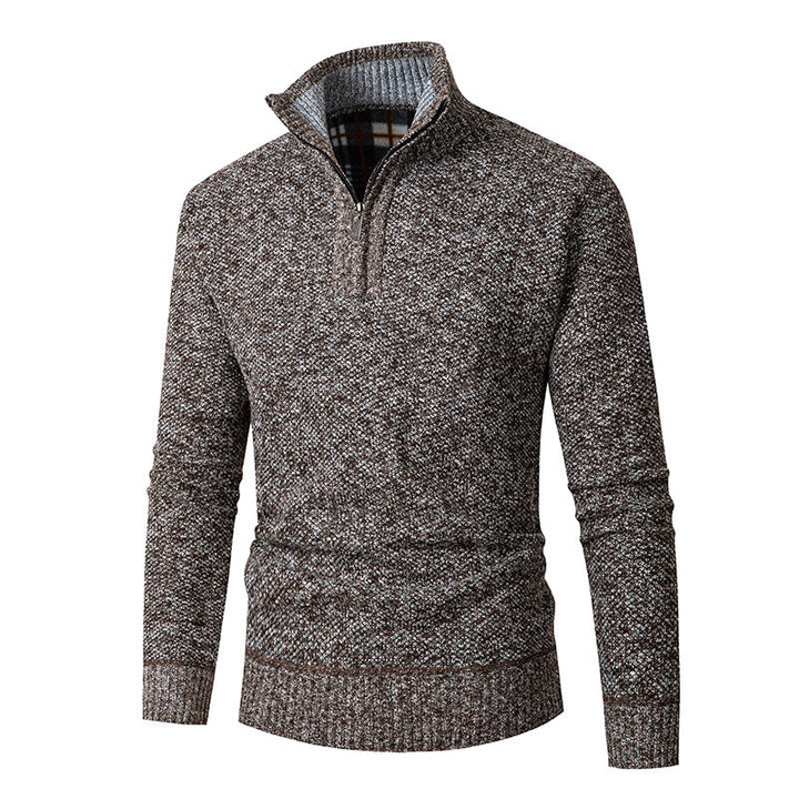 Mens Quarter Zip Sweater Textured High Collar
