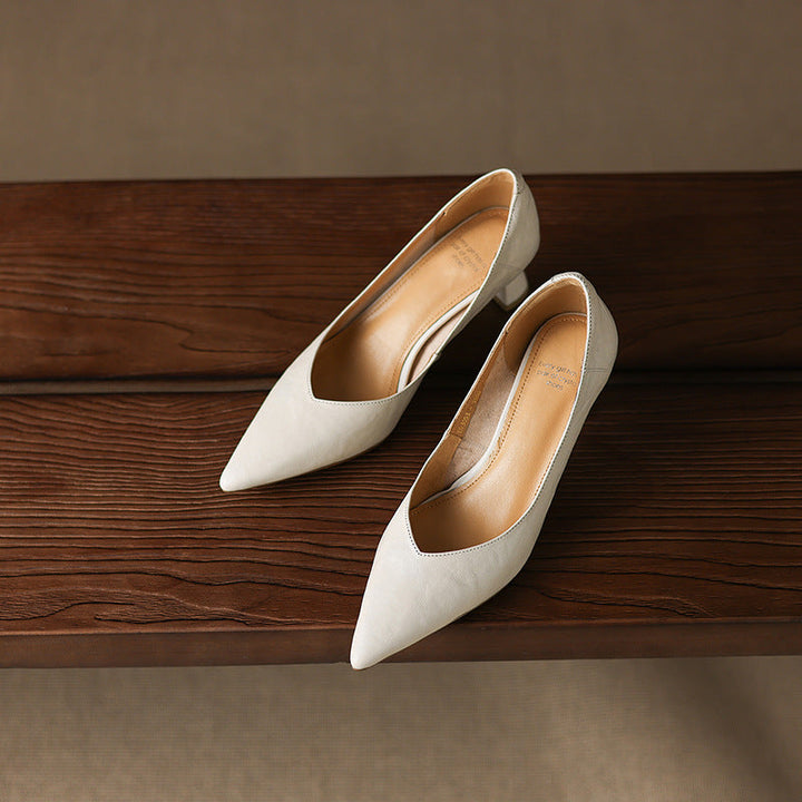 Womens Genuine Leather Heels Classic Fit