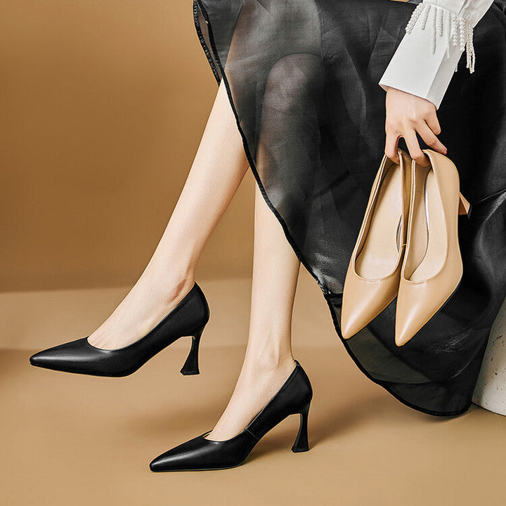 Womens Genuine Leather Heels Classic Fit