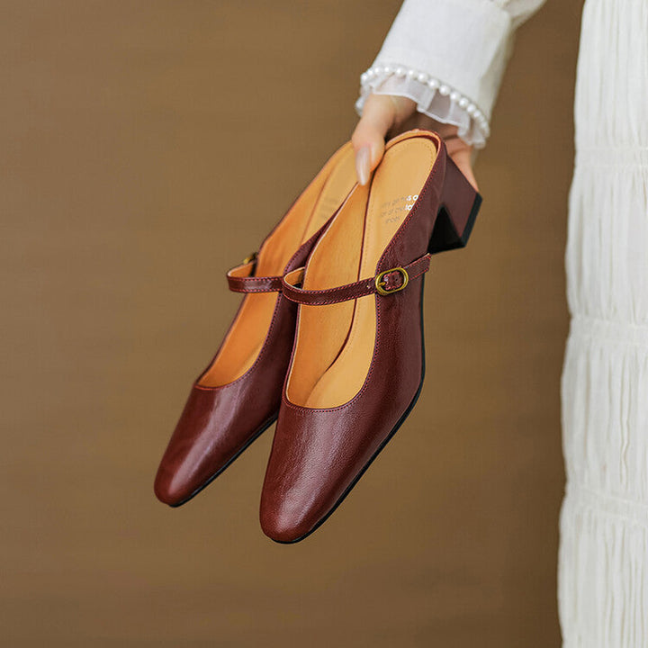 Womens Leather Mules Genuine Leather Slip-On