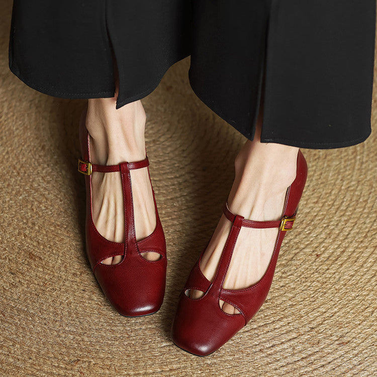 Womens Genuine Leather Heels Classic Fit