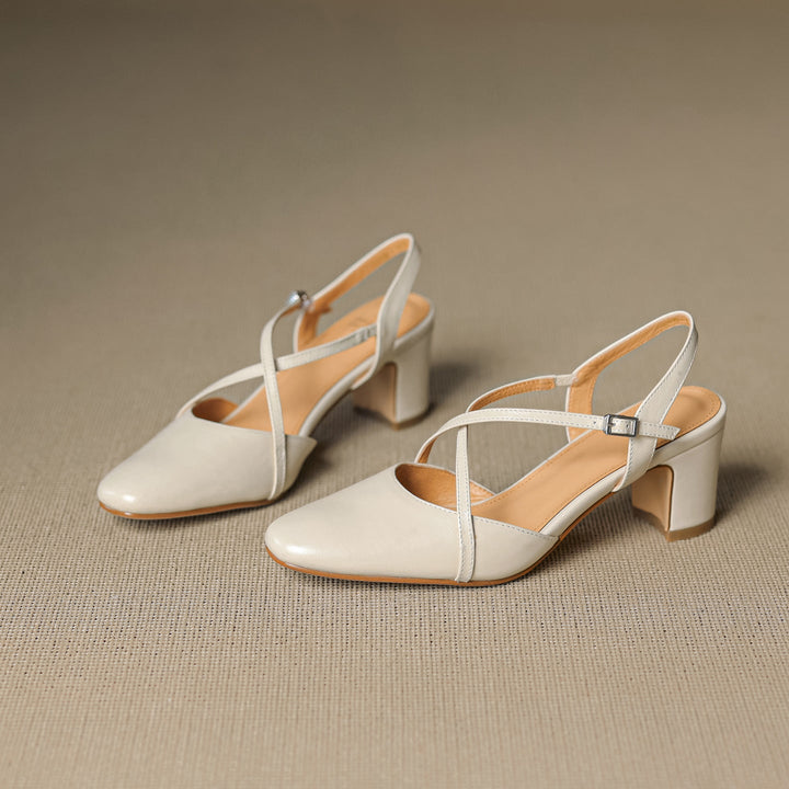 Womens Slingback Shoes Genuine Leather