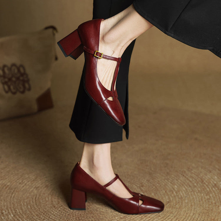 Womens Genuine Leather Heels Classic Fit