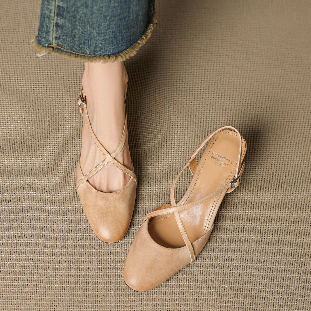 Womens Slingback Shoes Genuine Leather