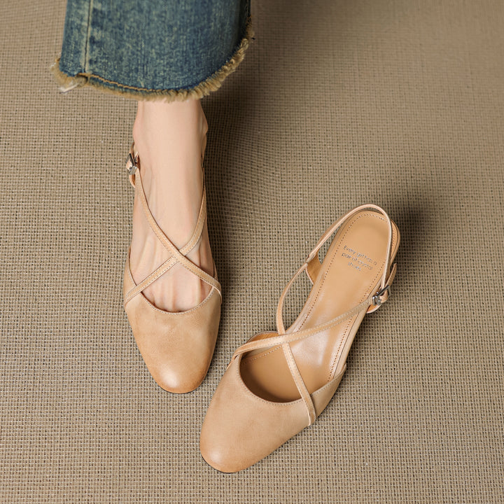 Womens Slingback Shoes Genuine Leather