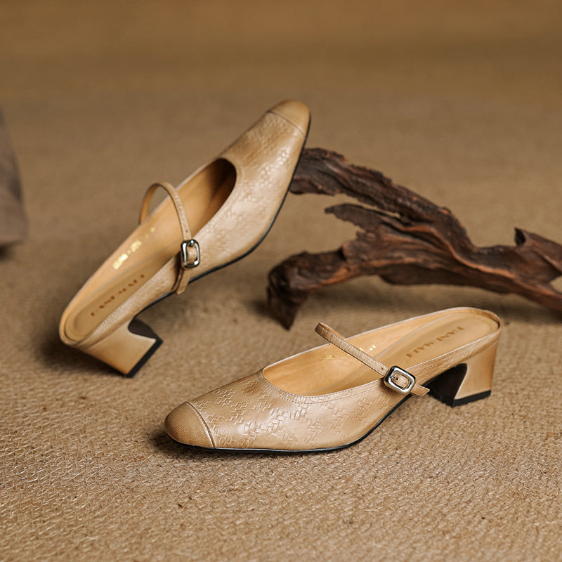 Womens Leather Mules Genuine Leather Slip-On