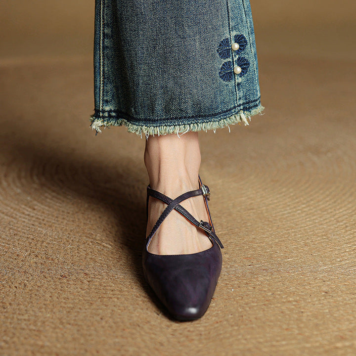 Womens Leather Flats Genuine Material