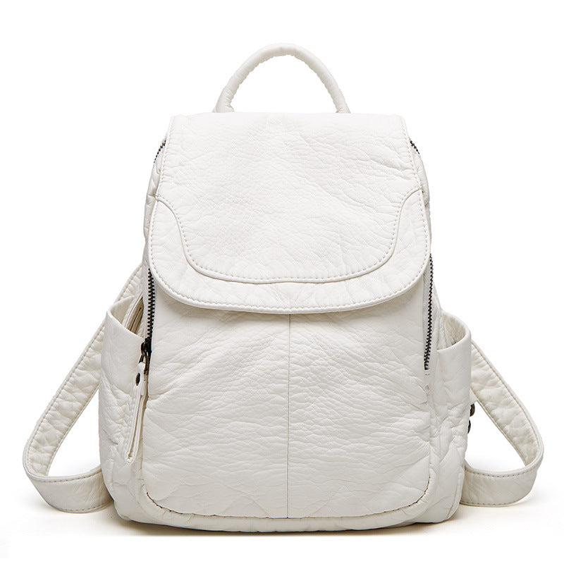 Unisex Backpack Soft Leather Spacious Storage