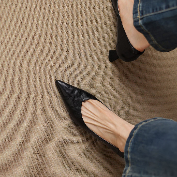 Womens Genuine Leather Heels Classic Fit