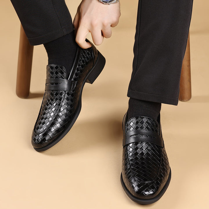 Mens Leather Loafers Slip-On Style